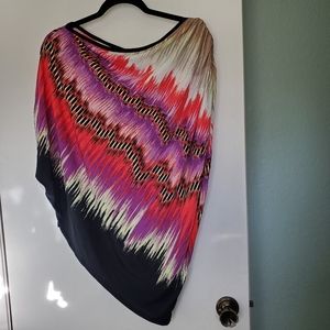 Bisou Bisou Asymetric Women's Fairy Artsy Top Michele Bohbot Abstract Sz M